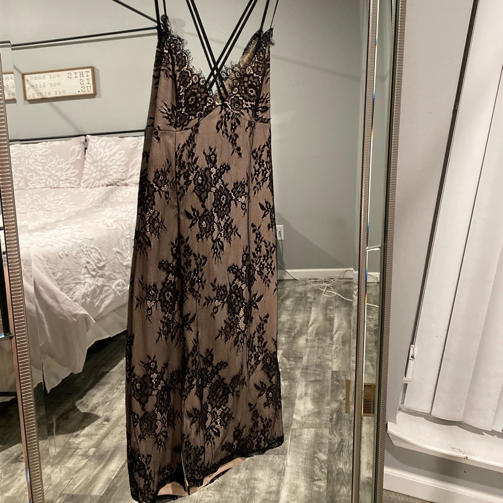 Lace Midi Side Slit Dress